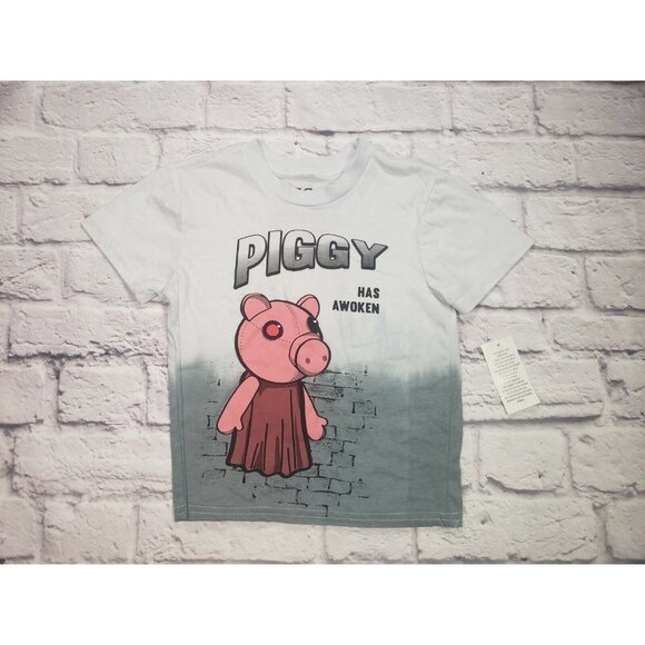 Boys'  Short Sleeve Graphic T-Shirt White/Gray Size  XS PIGGY Has Awoken - Picture 1 of 5